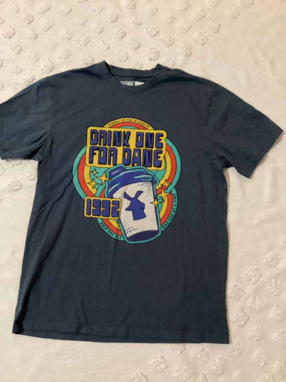 Dutch Bros Coffee Drink One For Dane 1992 Men’s LargevGraphic T-Shirt Blue